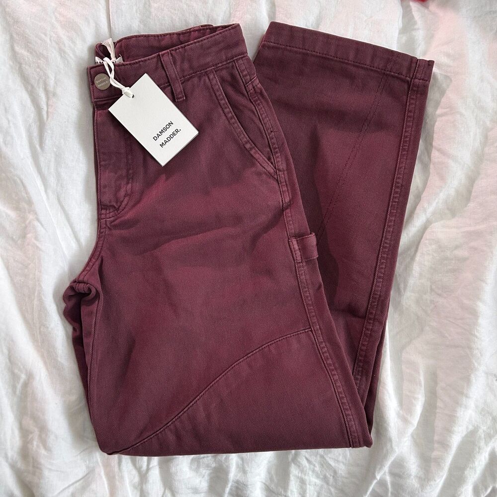 Damson Madder Drew Jeans Burgundy UK 6 US 2 Straight Fit Cotton Denim